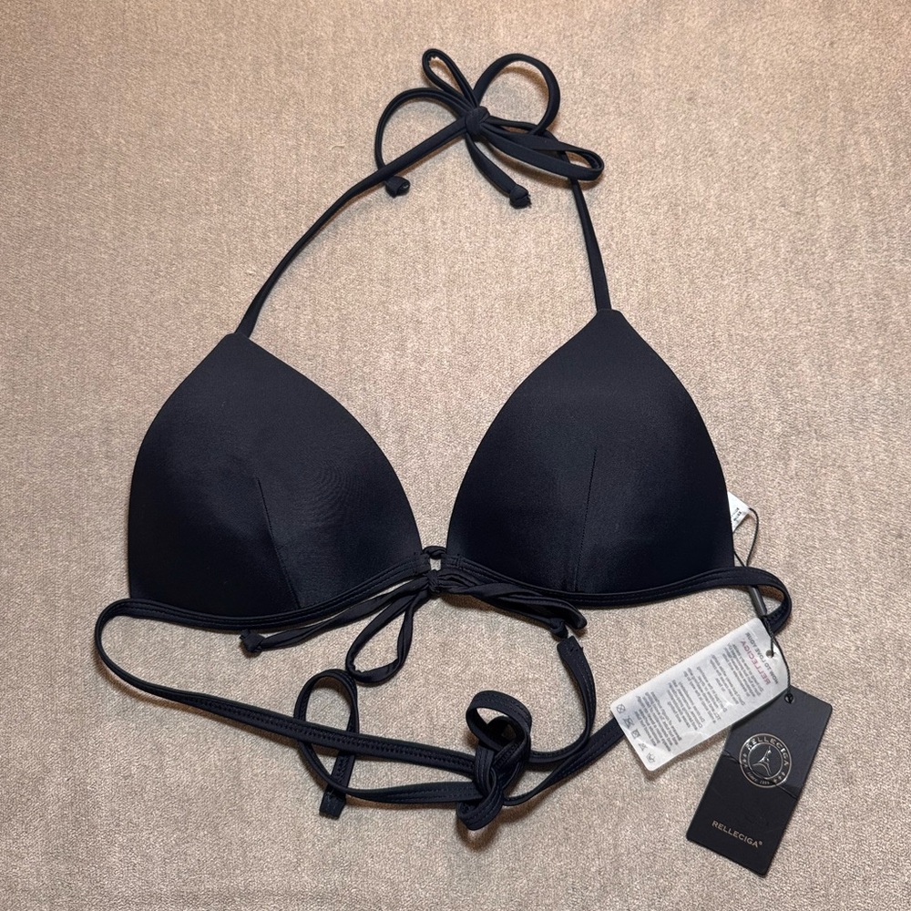 NWT Relleciga Black Padded Triangle Bikini Top